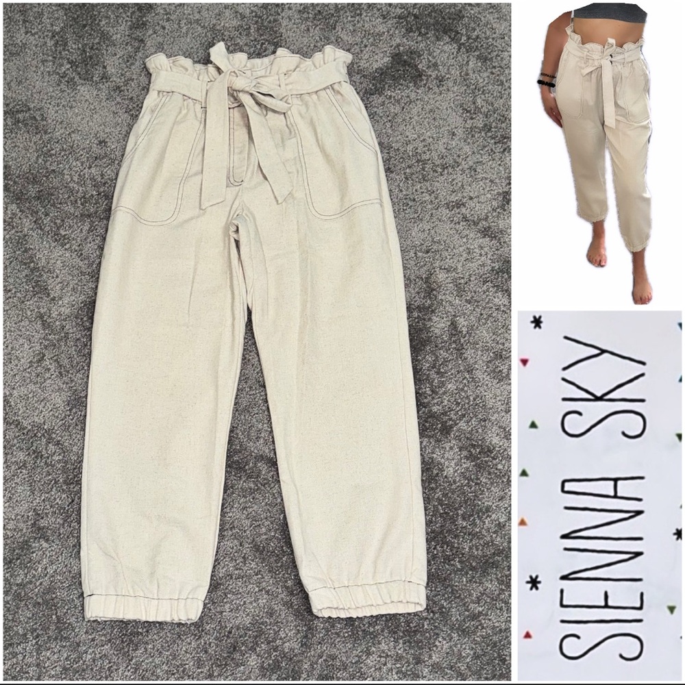 NEW - SIENNA SKY - Linen Cotton Cropped Pants - SMALL
